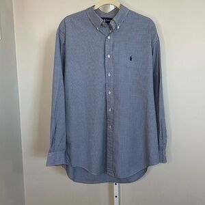 Ralph Lauren Yarmouth Blue Check Patterned Shirt Size 16 1/2 34/35